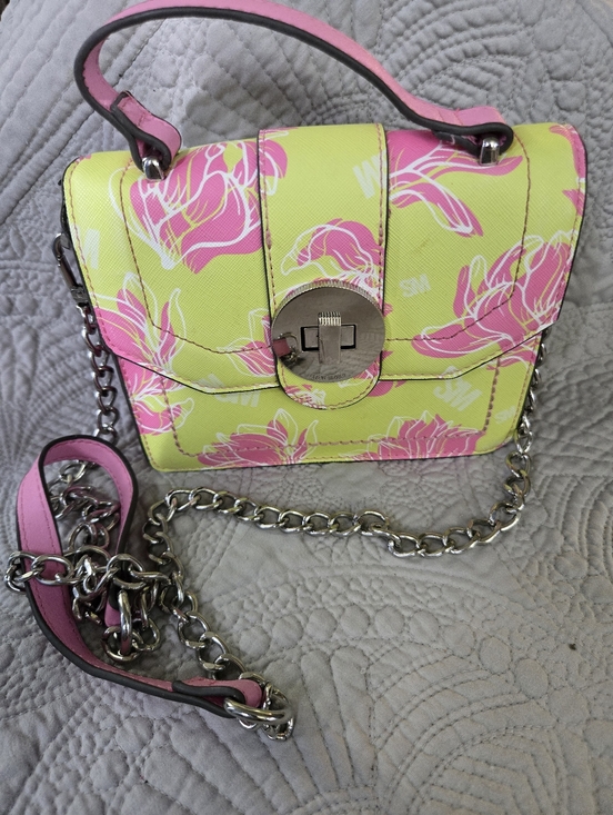 Steve Madden Handbags - Steve Madden Floral Top-Handle Crossbody Bag - Pink & Lime